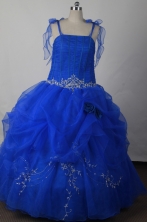 Pretty Ball Gown Straps Floor-length Blue Quinceanera Dress LJ2610