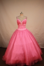 Romantic Ball Gown Strap Floor-length Hot Pink Beading Quinceanera dress Style FA-L-103