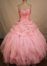Romantic Ball Gown Strapless Floor-length Baby Pink Organza Quinceanera dress Style FA-L-156