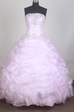 Romantic Ball Gown Strapless Floor-length Baby Pink Quinceanera Dress LZ426062
