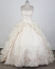 Romantic Ball Gown Strapless Floor-length Champagne Quinceanera Dress LZ426019