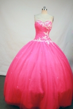 Romantic Ball Gown Sweetheart Floor-length Hot Pink Satin Appliques Quinceanera Dress Style FA-L-199