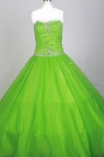 Simple Ball Gown Strapless Floor-length Green Quinceanera Dress X0426070