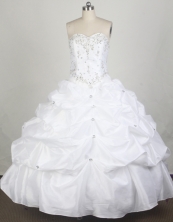 Simple Ball Gown Sweetheart Floor-length White Quincenera Dresses TD260062