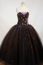 Simple Ball gown Strapless Floor-length Appliques Black Quinceanera Dresses Style FA-C-092 