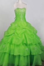Sweet Ball Gown Strapless Floor-length Spring Green Quincenera Dresses TD260065