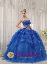 Sweetheart Organza For 2013 Luxurious Royal Blue Quinceanera Dress With Beading In Sanchez Dominican Style QDZY327FOR  