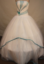 Wonderful ball gown strapless floor-length organza white beading quinceanera dresses FA-X-083