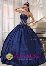 2013 Requena Peru Navy blue wholesale Quinceanera Dress Embroidery and Beading Taffeta Ball Gown for Graduation Style PDZY522FOR