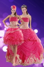 2015 Exquisite Hot Pink Quinceanera Dresses with Beading and Lace XFNAO501TZFOR