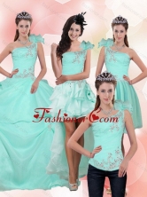 2015 Gorgeous Apple Green Quince Dress with Beading and Appliques QDZY640TZA2FOR