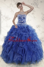 2015 Gorgeous New Style Royal Blue Quince Dresses with Beading and Ruffles XFNAO881TZFXFOR