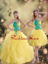 2015 Gorgeous Ruching Quinceanera Dresses in Yellow and Green XFNAO756TZFOR