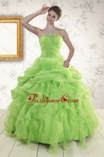 2015 Perfect Green Quinceanera Dresses with Beading and Ruffles XFNAO882FOR