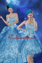 Beautiful Teal 2015 Quince Dresses with Embroidery and Pick Ups XFNAOA36TZFOR