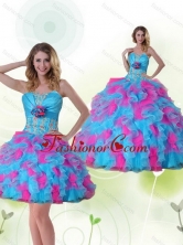 Gorgeous Strapless Detachable Quinceanera Dress with Appliques and Ruffles QDZY464TZFOR