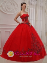 Nueva Cajamarca Peru Customer Made Tulle Sweetheart Appliques Decorate Quinceanera Dress With Floor-length Style QDZY294FOR