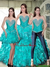 2015 Summer Luxurious Lace Up Quinceanera Dresses with Beading and Ruffles SJQDDT87001FOR
