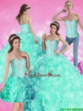 2015 Summer Pretty Ball Gown Beaded Quinceanera Dresses with Rolling Flowers SJQDDT58001FOR