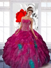 2015 Unique Sweetheart Appliques and Ruffles Sweet Sixteen Dresses in Multi Color QDDTB4002-1FOR