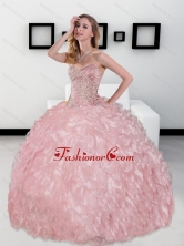 2015 Unique Sweetheart Ball Gown Sweet 16 Dresses with Beading and Ruffles QDDTC3002FOR