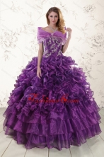 Beautiful Appliques Purple Strapless 2015 Quinceanera Dresses XFNAO244AFOR