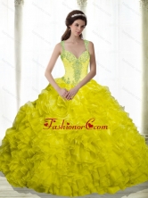 Unique Yellow Beading and Ruffles Sweetheart Dresses for a Quinceanera SJQDDT16002-5FOR