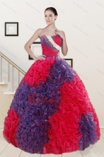 Wonderful Beading and Ruffles Multi-color Quinceanera Dresses XFNAO26776FOR