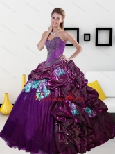 2015 Luxurious Sweetheart Quinceanera Dresses with Pick Ups and Appliques QDDTC9002FOR