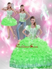 2015 Summer New Arrival Spring Green Quinceanera Dresses with Appliques and Pick Ups SJQDDT40001-3FOR