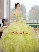 2015 Wonderful Sweetheart Yellow Green Quinceanera Dresses with Ruffles and Pick Ups QDDTC26002-1FOR