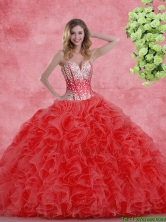 2016 Pretty Sweetheart Beaded Quinceanera Dresses with Ruffles SJQDDT103002FOR