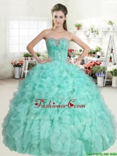 Classical Apple Green Sweet 16 Dress with Beading and Ruffles for Spring YYPJ052-1FOR