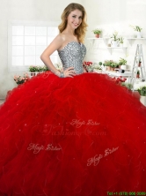 Classical Beaded and Ruffled Tulle Quinceanera Dress in Red YYPJ063-2FOR
