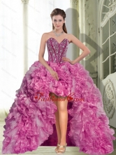 Dynamic High Low Beading and Ruffles 2015 Dress for Quinceanera Party QDDTA57003FOR
