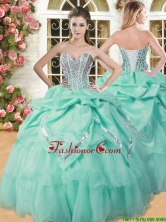 Inexpensive Beaded and Pick Ups Quinceanera Dress in Apple Green YSQD009FOR