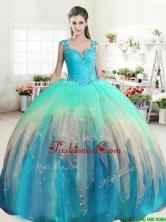 Latest Straps Beaded and Ruffled Quinceanera Dress in Rainbow YYPJ046-1FOR