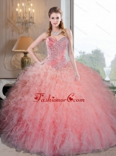 Lovely Baby Pink Organza Quinceanera Dresses with Beading and Ruffles QDDTC47002FOR