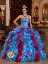 Multi-color Wholesale Beaded Decorate bodice Organza Amazing 2013 Spring Quinceanera Dresses In Kavanayen Venezuela Style QDZY706FOR 