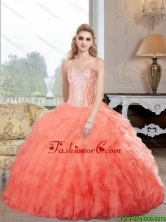 Perfect 2015 Summer Sweetheart Watermelon Quinceanera Dresses with Ruffles and Beading SJQDDT67002FOR