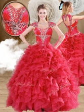 2016 Latest Beading and Ruffles Quinceanera Gowns in Red QDDTA119001-2FOR