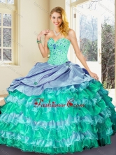 2016 Perfect Ball Gown Multi Color Quinceanera Dresses with Ruffled Layers SJQDDT362002-1FOR