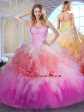 2016 Simple Ball Gown Multi Color Quinceanera Dresses with Beading and Ruffles SJQDDT386002-2FOR