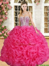 Affordable Hot Pink Sweet 16 Dress with Beading and Ruffles YSQD010-2FOR