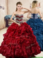 Affordable Wine Red Quinceanera Dress with Beading and Ruffles YYPJ056FOR