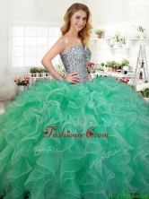 Beautiful Beaded and Ruffled Quinceanera Dress in Green for Spring YYPJ065-1FOR