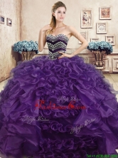 Beautiful Really Puffy Purple Quinceanera Dress with Beading and Ruffles YYPJ034-1FOR