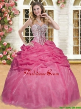 Best Selling Coral Red Sweet 16 Dress with Beading and Pick Ups YSQD006-1FOR