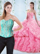 Discount Beaded Bodice Visible Boning Rose Pink Detachable Sweet 16 Dress SJQDDT547002AFOR 