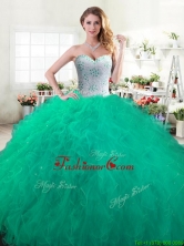 Discount Green Sweet 16 Dress with Beading and Ruffles for Spring YYPJ062-2FOR